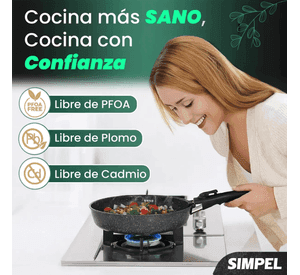 Juego De Ollas Y Sarten Simpel Antiadherente Granito 15pzs Negro