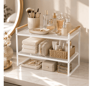 Organizador Baño Minimalista 2 Niveles Metal Blanco 125