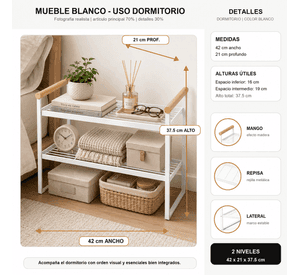 Organizador Baño Minimalista 2 Niveles Metal Blanco 125