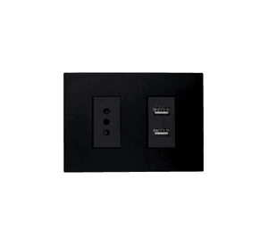 Enchufe Tomacorriente Simple 10a 250v + Toma USB Tipo A Stanford Sec Negro