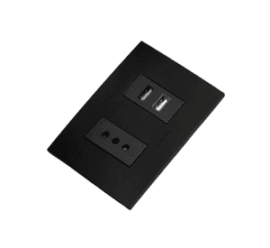 Enchufe Tomacorriente Simple 10a 250v + Toma USB Tipo A Stanford Sec Negro