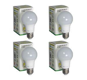 Ampolletas led. 7w.E-27. x 4 unidades. Luz Cálida