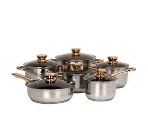 Ollas Acero Inoxidable Tapa Dorada 6 Piezas Cocinar Lau