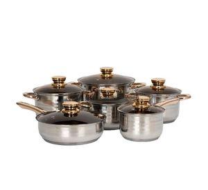 Ollas Acero Inoxidable Tapa Dorada 6 Piezas Cocinar Lau