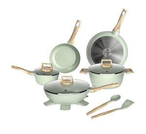 Batería Cocina 14 Pzs Aluminio Forjado Antiadherente Flow Verde