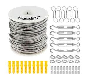Kit De Cable Tensor De Acero De 30m Gancho Galvanizado