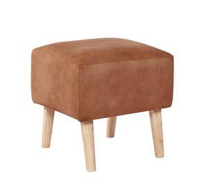 Pouf Burdeos  Cuero Kentucky Tabaco