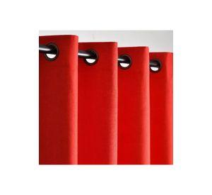 Cortina Lino Con Blackout Engomado Térmica 140x220 Rojo