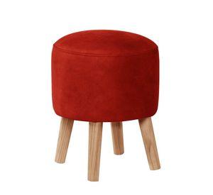 Pouf Nantes Cuero Kentucky Rojo