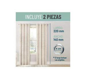 Cortina Blackout 100% 2 Paños 140x220cm Textura Lino Crudo