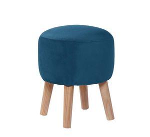 Pouf Nantes Tela Velvet Azul Petroleo