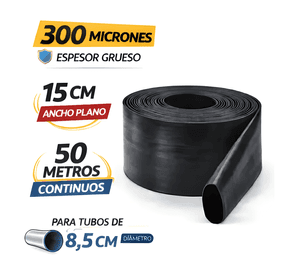Manga riego 15cm ancho x 50mts largo Negra