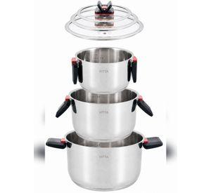 Batería De Cocina Vitta Spazio 6 Piezas Con Asas Plegables