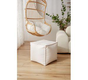Pouf de ecocuero cuadrado 45x45cm blanco invierno