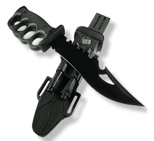Cuchillo Manopla Tactico Super Black Caza + Forro AG54