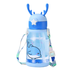 Botella De Agua Para Niños Con Bombilla Kawaii Ciervo 600ml