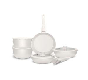 Batería De Cocina / Juego De Ollas Aluminio Forjador 14 Pzas-Blanco