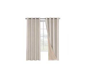Cortina Blackout 100% 2 Paños 140x220cm Textura Lino Beige