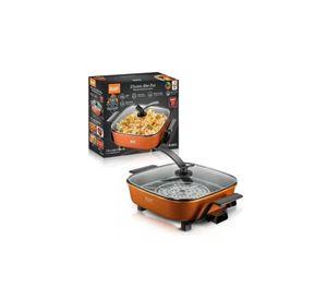 Olla eléctrica al vapor sartén antiadherente 1350w 7L, color naranja