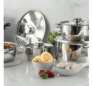 Batería de Cocina 7 Piezas Acero Inoxidable Wens 450-7SS