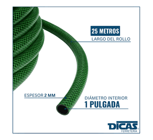 Manguera reforzada 1 pulgada rollo 25 metros