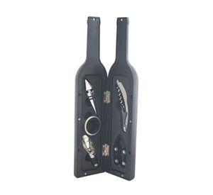 Set 5 Pz Descorchador Estuche Botella Vino Negro 50031