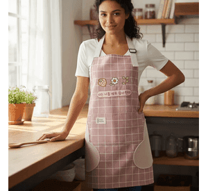 Delantal De Cocina Mandil Estampado Con Bolsillos Ajustable