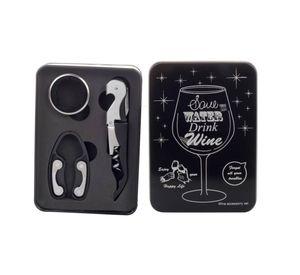 Caja Metálica 3 Accesorios Sommelier Vino Black