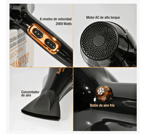 Secador de pelo BaBylissPRO Nano Titanium Gold Black 2000w