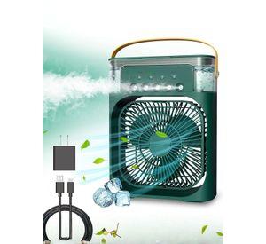 Climatizador Portátil Frío 4 en 1 Ventilador Humificador Enfriador Lampara LED 220v USB Verde