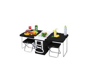 Mesa Cooler 28 LT Camping Sillas 2 en 1 Negro