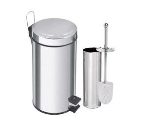 Set Baño Acero Inoxidable Taumm: Basurero 5 L + Escobilla Wc