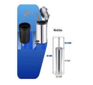 Set Baño Acero Inoxidable Taumm: Basurero 5 L + Escobilla Wc