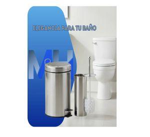Set Baño Acero Inoxidable Taumm: Basurero 5 L + Escobilla Wc