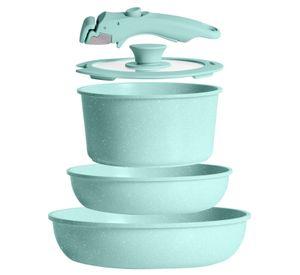 Bateria Cocina 5 Pcs Granito Antiadherente Smart Mango Verde Macaron
