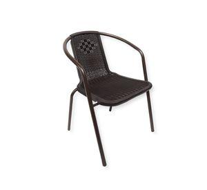 Silla Genovia Aluminio y Rattan PVC Café Oscuro