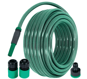 Manguera PVC 1/2 pulgada reforzada 20m +accesorios Verde