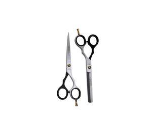 Set Tijera Henbor Microdentada Y Esculpidora Blanca & Negro 6"