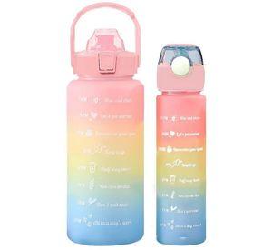 Pack 2 Botellas Agua Motivacionales De 2 Litros Y 900 Ml Multicolor