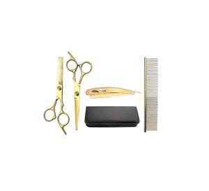 Set de Tijeras Prof.de Peluquería Dorado 6 Pulgadas 5 Pcs