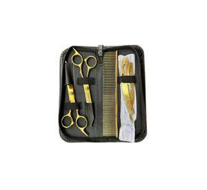 Set de Tijeras Prof.de Peluquería Dorado 6 Pulgadas 5 Pcs