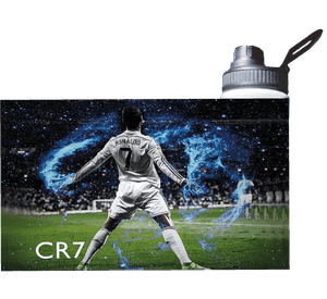 BOTELLA ESTAMPADA DE RONALDO CR7 FUTBOL IDELA PARA EL GYM