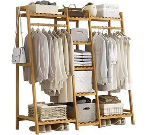 Perchero Organizador Grande De Madera Colgador Ropa Bambú