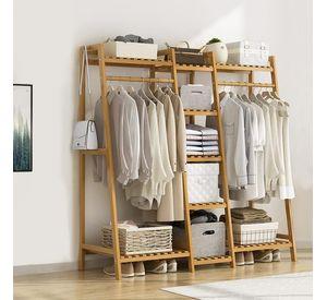 Perchero Organizador Grande De Madera Colgador Ropa Bambú