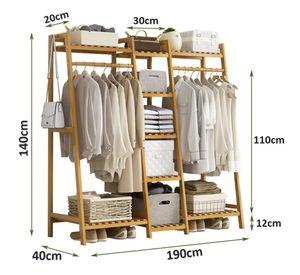 Perchero Organizador Grande De Madera Colgador Ropa Bambú