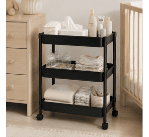 Organizador De Cocina Con Rueda 3 Niveles Negro Plastico 800