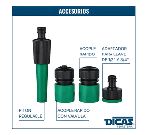 Manguera flexible 1/2 pulgada rollo 50 metros con accesorios
