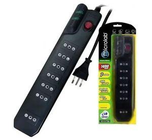 Alargador Protector De Voltaje 3 Metros Mlab 9305 Color Negro Certificado 1400w 7 Salidas