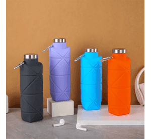 Botella Agua Plegable Silicona 600ml Deportiva Gym Viaje