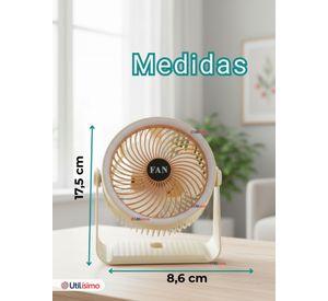 Mini Ventilador De Mesa Color Beige Silencioso Portátil y Recargable USB